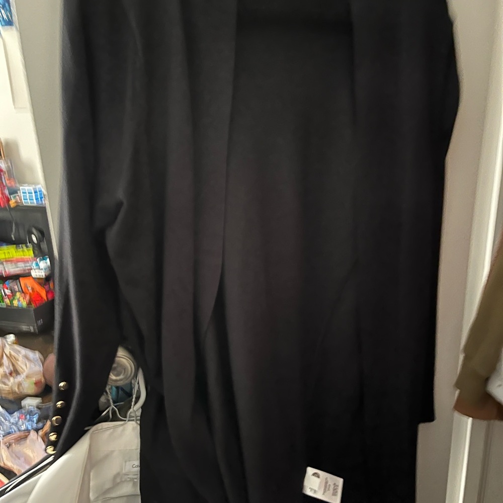 Black Cardigan with Gold Button Accents